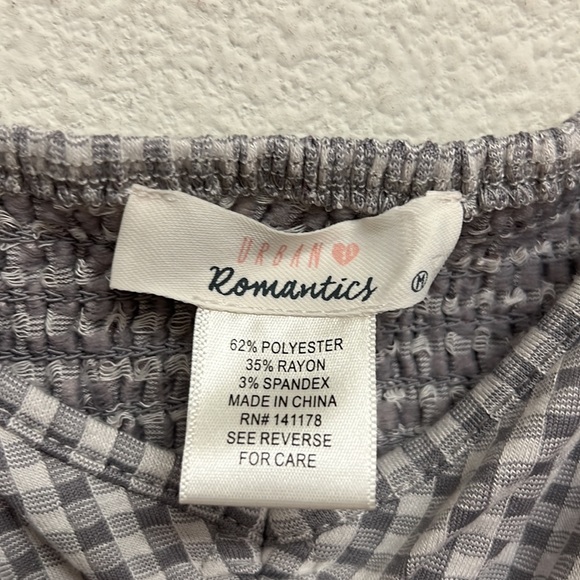 Urban Romantics Gingham Check Rushed Front Crop Top M - Picture 15 of 15